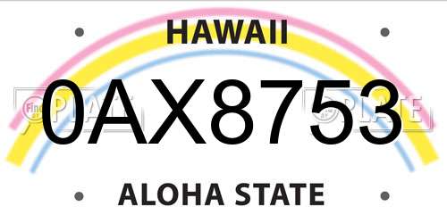 0AX8753 Hawaii License Plate