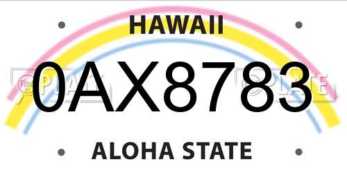 0AX8783 Hawaii License Plate
