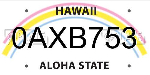 0AXB753 Hawaii License Plate