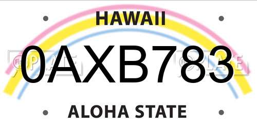 0AXB783 Hawaii License Plate