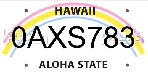 0AXS783 Hawaii License Plate