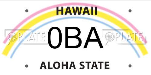 0BA Hawaii License Plate