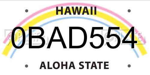 0BAD554 Hawaii License Plate
