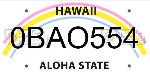 0BAO554 Hawaii License Plate