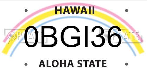 0BGI36 Hawaii License Plate