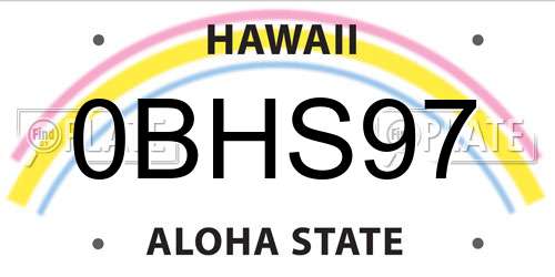 0BHS97 Hawaii License Plate