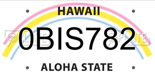0BIS782 Hawaii License Plate