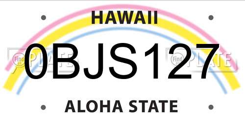 0BJS127 Hawaii License Plate