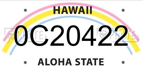 0C20422 Hawaii License Plate