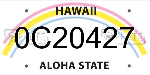 0C20427 Hawaii License Plate