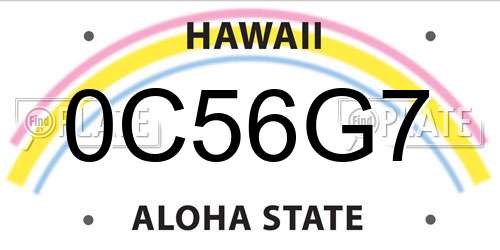 0C56G7 Hawaii License Plate