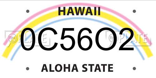 0C56O2 Hawaii License Plate