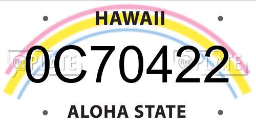 0C70422 Hawaii License Plate