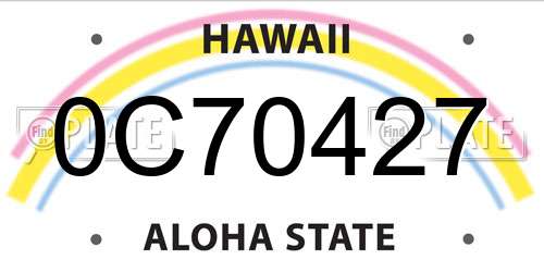 0C70427 Hawaii License Plate