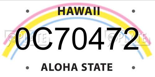 0C70472 Hawaii License Plate