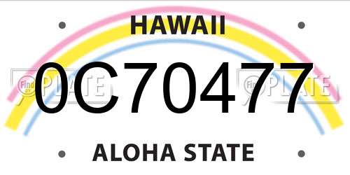 0C70477 Hawaii License Plate