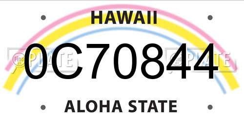 0C70844 Hawaii License Plate