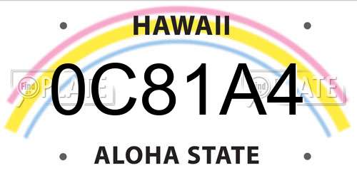 0C81A4 Hawaii License Plate