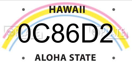 0C86D2 Hawaii License Plate