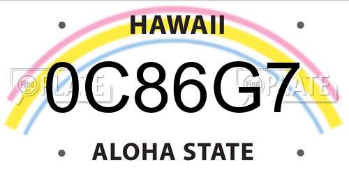 0C86G7 Hawaii License Plate