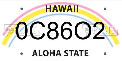0C86O2 Hawaii License Plate
