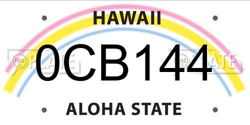 0CB144 Hawaii License Plate