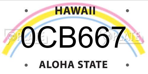 0CB667 Hawaii License Plate