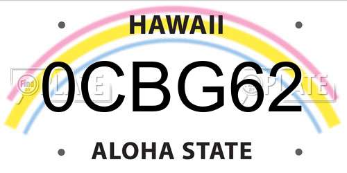 0CBG62 Hawaii License Plate