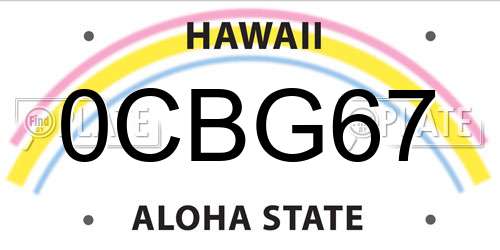 0CBG67 Hawaii License Plate