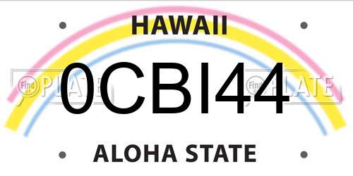 0CBI44 Hawaii License Plate