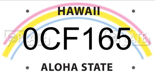 0CF165 Hawaii License Plate