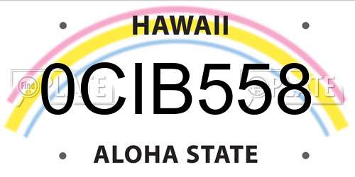 0CIB558 Hawaii License Plate
