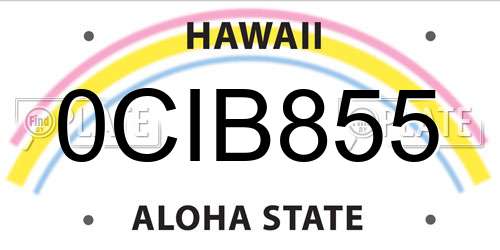 0CIB855 Hawaii License Plate