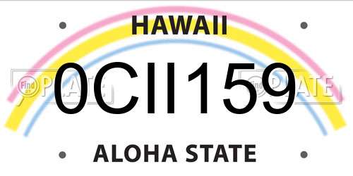 0CII159 Hawaii License Plate