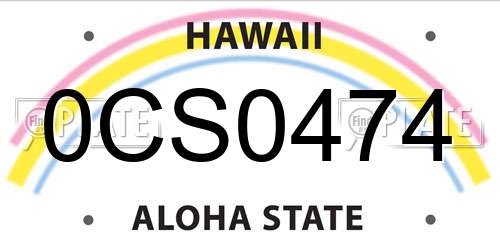 0CS0474 Hawaii License Plate