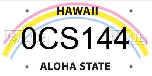 0CS144 Hawaii License Plate