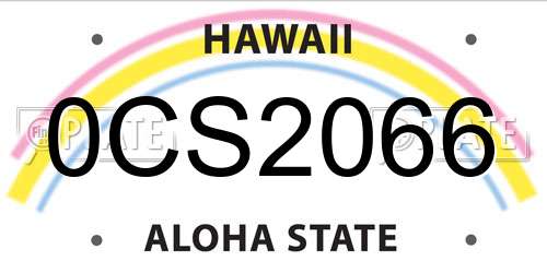 0CS2066 Hawaii License Plate