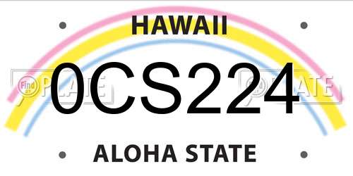 0CS224 Hawaii License Plate
