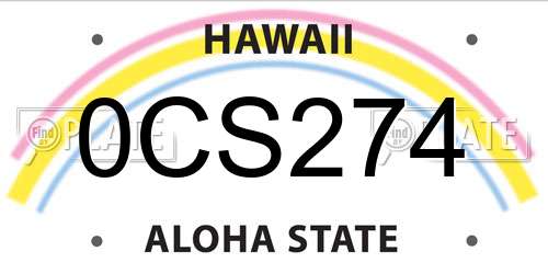 0CS274 Hawaii License Plate