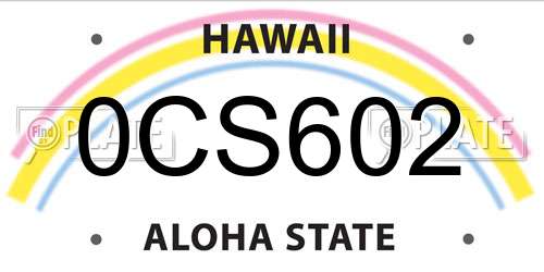 0CS602 Hawaii License Plate