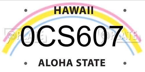 0CS607 Hawaii License Plate