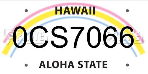 0CS7066 Hawaii License Plate