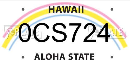 0CS724 Hawaii License Plate