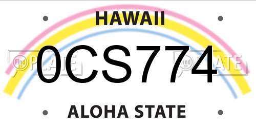 0CS774 Hawaii License Plate
