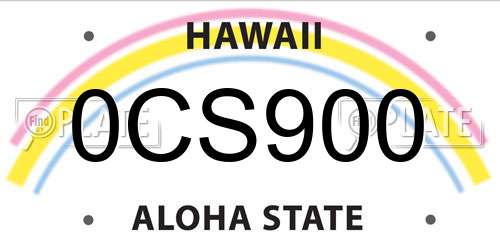 0CS900 Hawaii License Plate