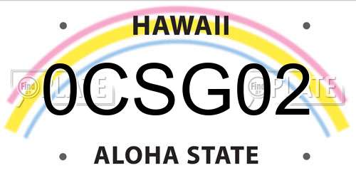 0CSG02 Hawaii License Plate