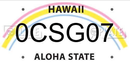 0CSG07 Hawaii License Plate