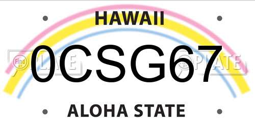 0CSG67 Hawaii License Plate