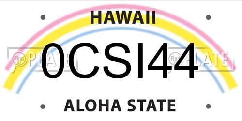 0CSI44 Hawaii License Plate