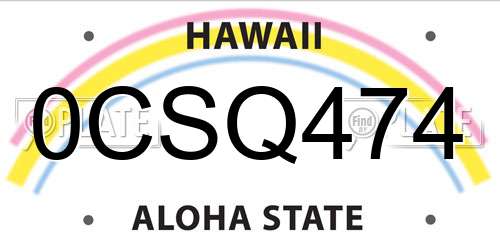 0CSQ474 Hawaii License Plate